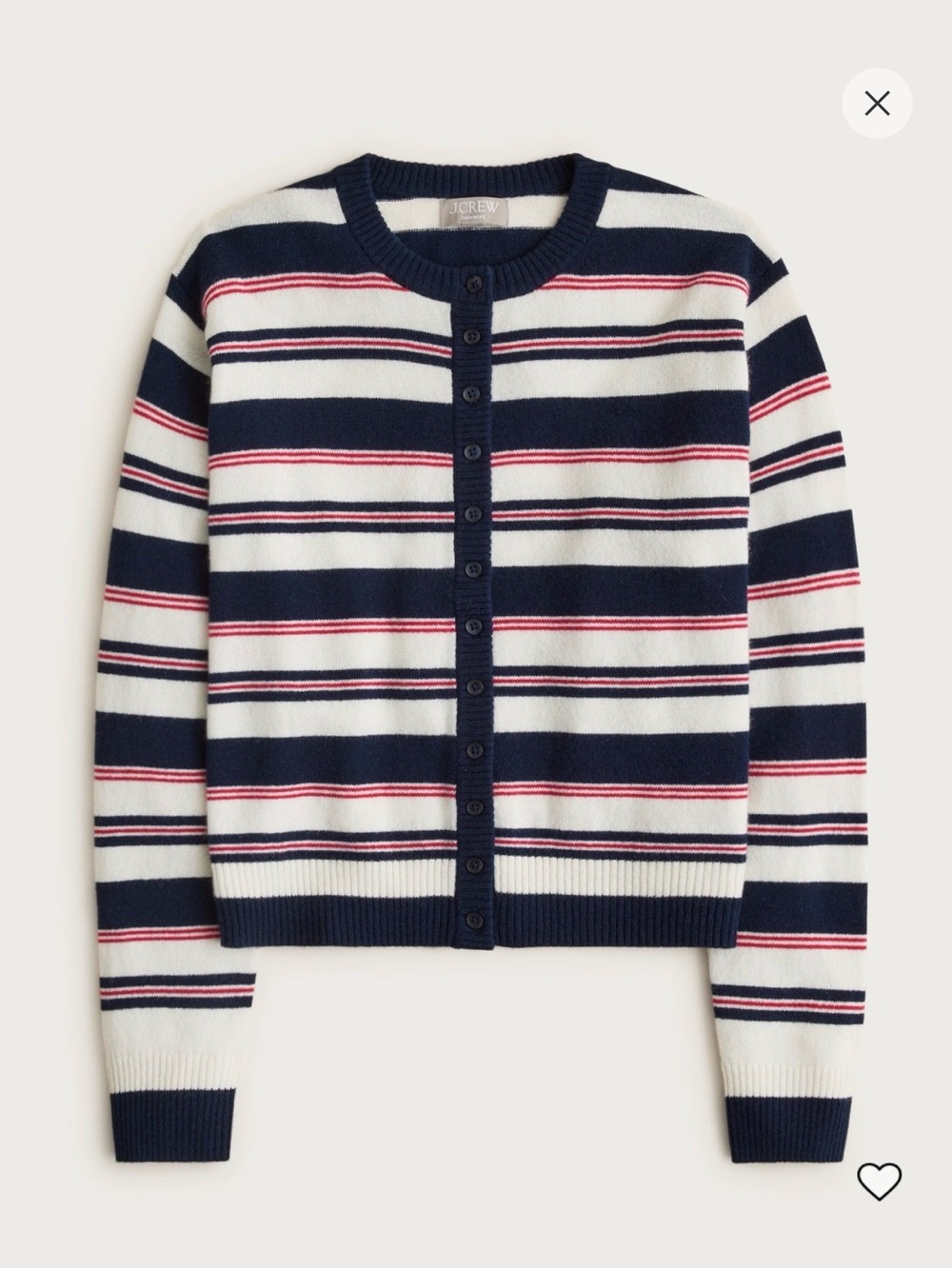 NWT J Crew Stripe Cashmere Cardigan Sz M $178